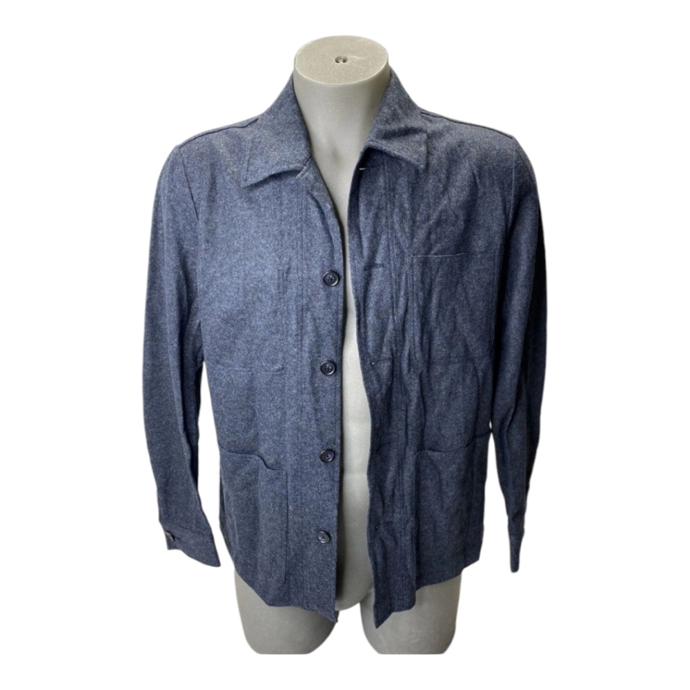NEW ALAN PAINE Men's US M Richmond Wool Blend Knitted Shacket Shirt Jacket Navy